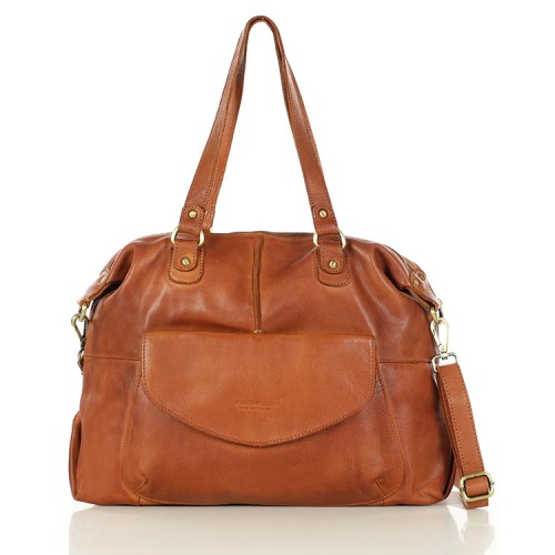 11A. Praktische Bowlingtasche Schultertasche für Damen im Schwarz & Braun aus echtem italienischen Leder